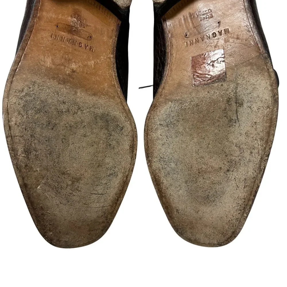 Magnanni 8761 Brown Ostrich Leather Oxford Dress Shoes MENS 42 US 9 Lace Up